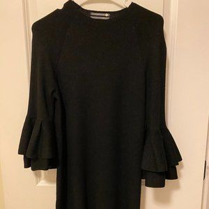Black Anthropologie Ruffle Sleeve Dress